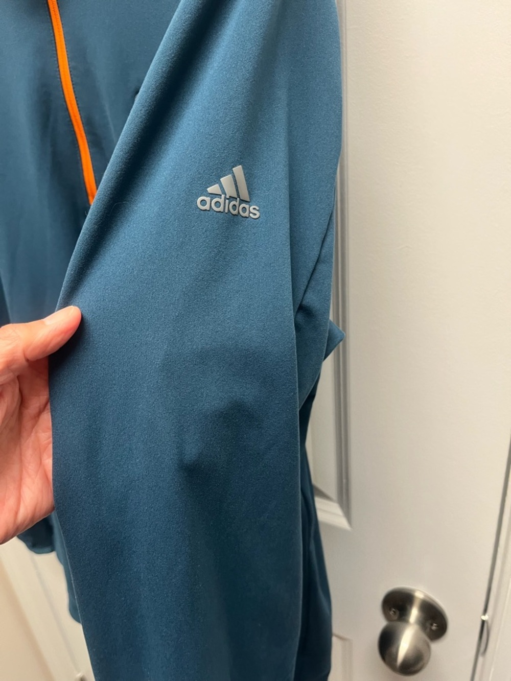 Adidas Golf Men's Large Blue(Teal) & Orange Quarter Zip Climacool Pullover - Picture 4 of 10